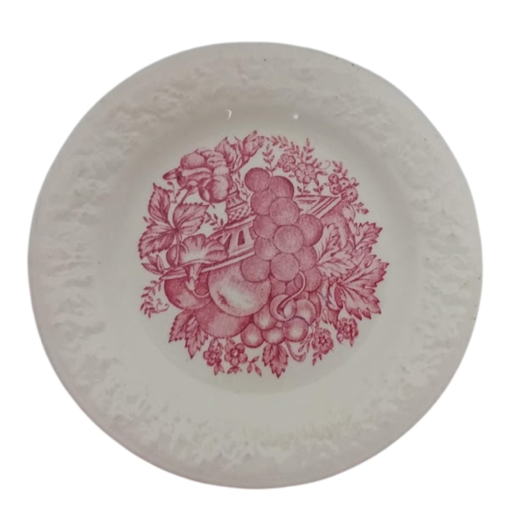 Harvest USA 6.75" Ceramic Plate B47 N6 Embossed Floral edge with Fruit Motif